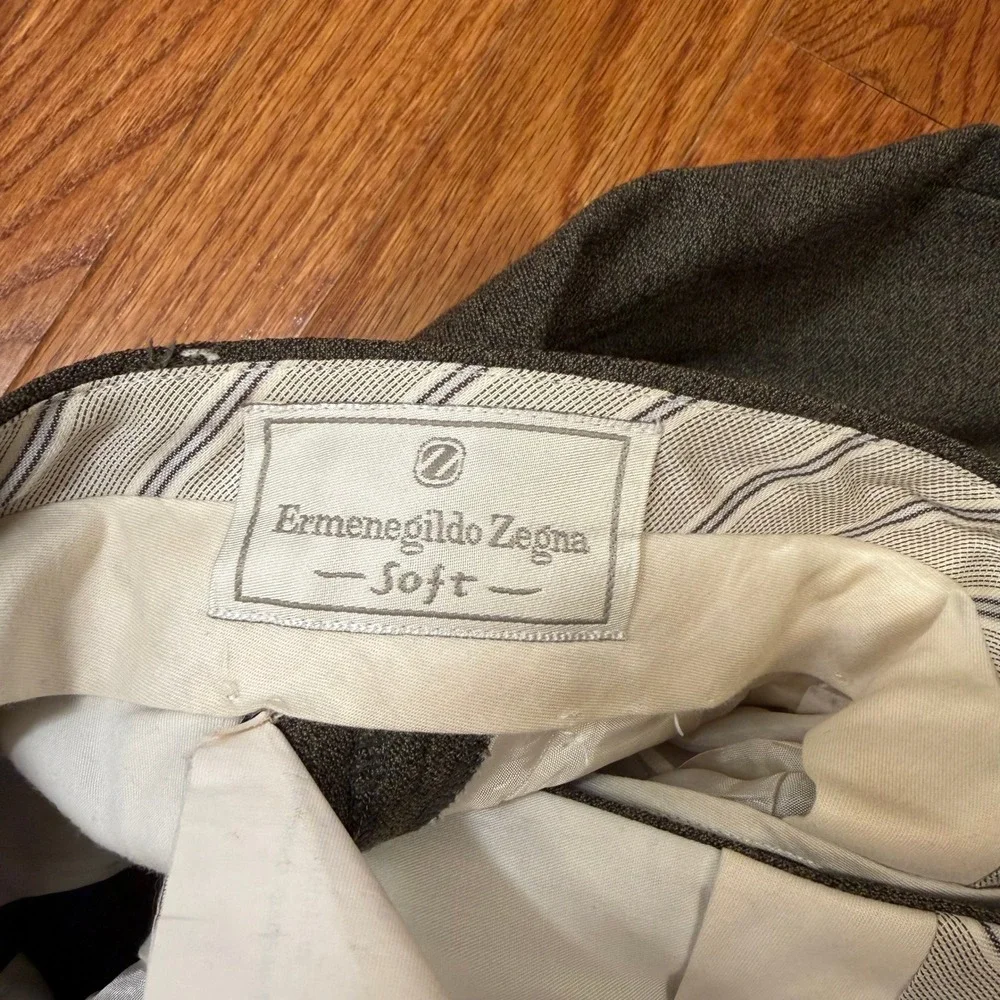 Ermenegildo Zegna Soft Wool Pleated Pants Fits Mens 34x30 Green Cuffed *READ